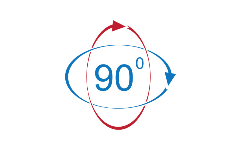 Ikona symbolu rotace úhlu 90 stupňů logo v25