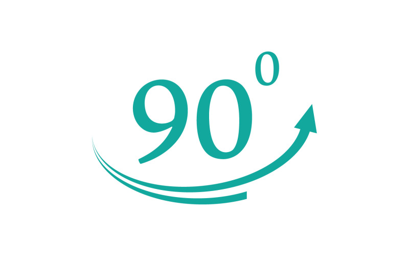 Ikona symbolu rotace úhlu 90 stupňů logo v42