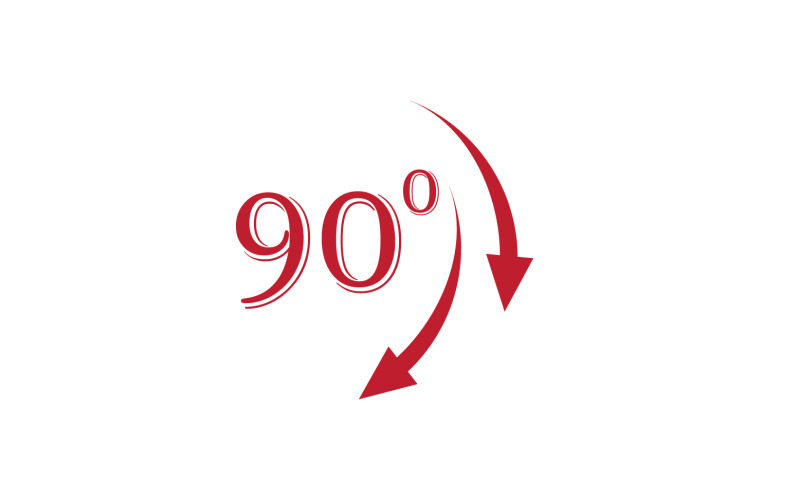 Ikona symbolu rotace úhlu 90 stupňů logo v47