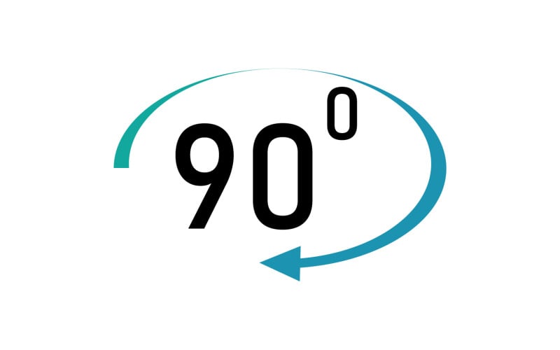 Logo de symbole d'icône de rotation d'angle de 90 degrés v59