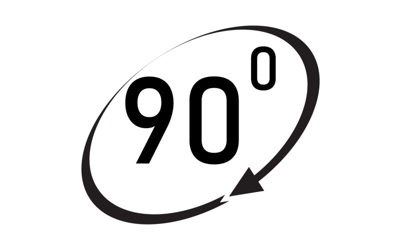 Логотип символа вращения значка угла 90 градусов v51