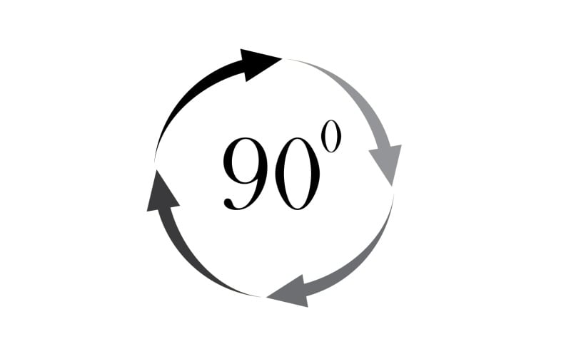 Logotipo de símbolo de icono de rotación de ángulo de 90 grados v14