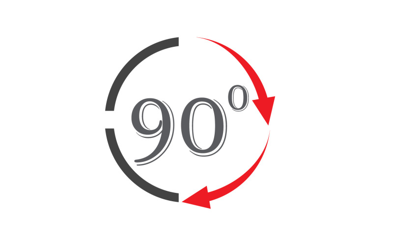 Logotipo do símbolo do ícone de rotação de ângulo de 90 graus v23