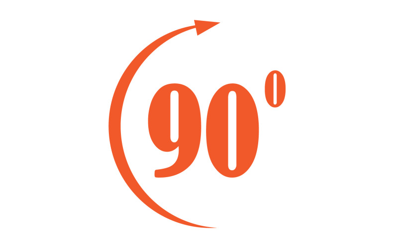 Logotipo do símbolo do ícone de rotação de ângulo de 90 graus v61