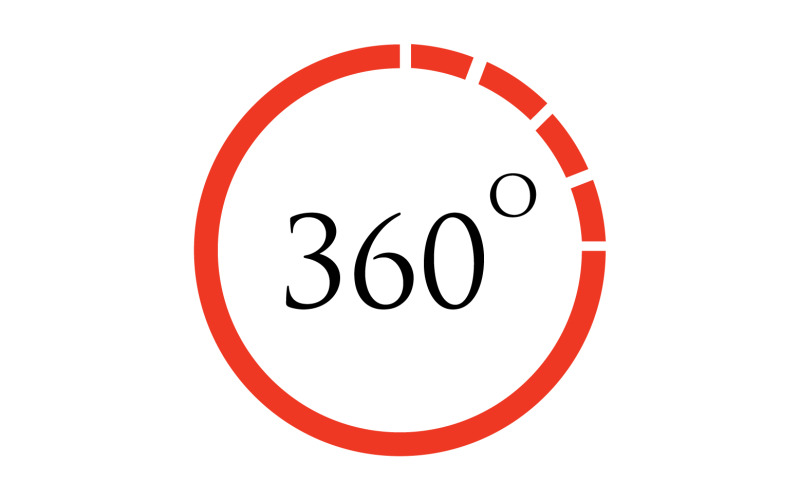 360 graden hoekrotatie pictogram symbool logo versie v13