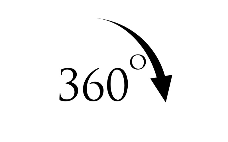 360 graden hoekrotatie pictogram symbool logo versie v21