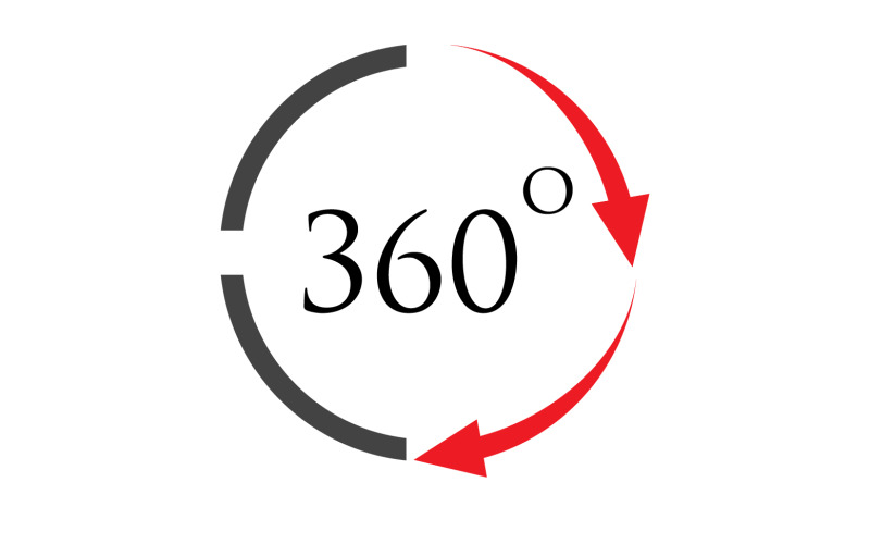 Icône de rotation d'angle de 360 degrés, symbole du logo version v23