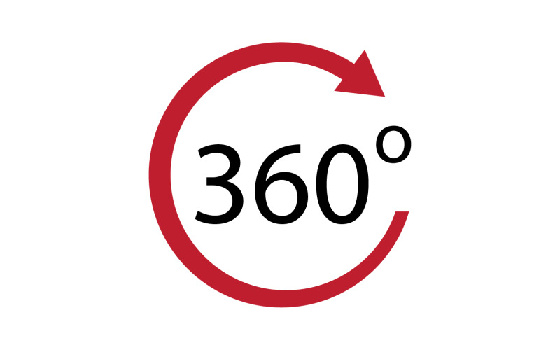 Icône de rotation d'angle de 360 degrés, symbole du logo version v4