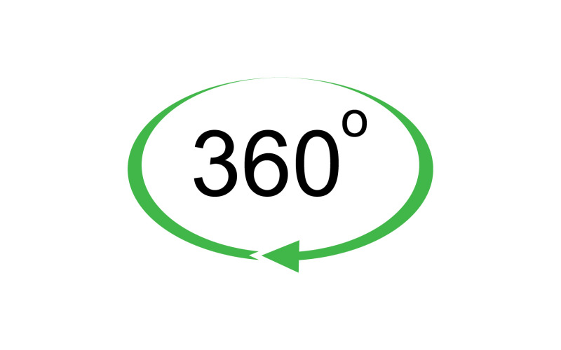 Rotación de ángulo de 360 grados icono símbolo logotipo versión v10