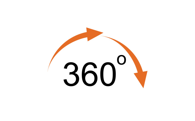 Ikona symbolu rotace úhlu 360 stupňů verze loga v54