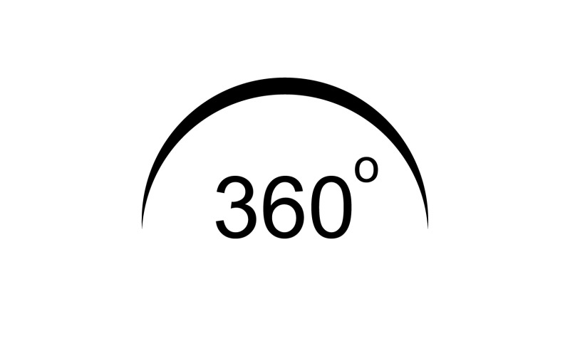 Rotación de ángulo de 360 grados icono símbolo logo versión v52