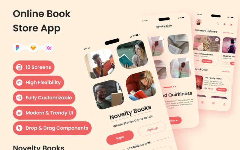 Libros novedosos: aplicación móvil de tienda de libros en línea