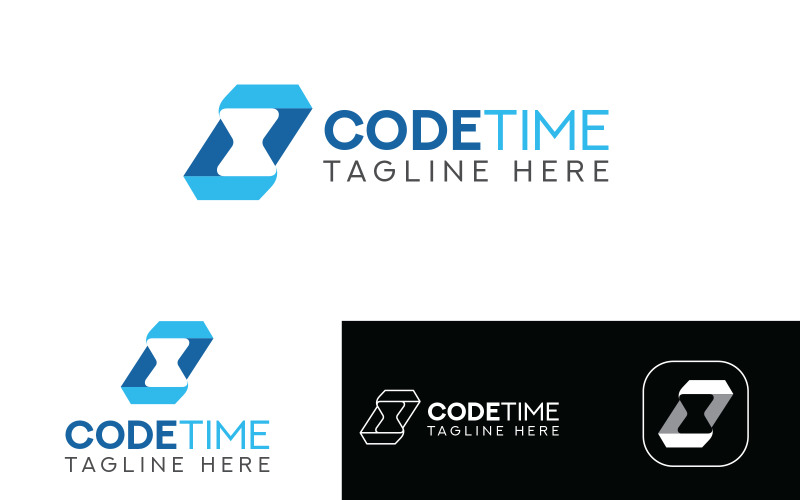 Code-Zeit-Vektor-Logo-Vorlage