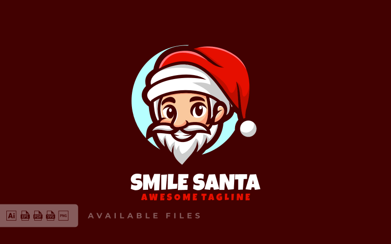 Uśmiechnij się logo kreskówki maskotki Świętego Mikołaja