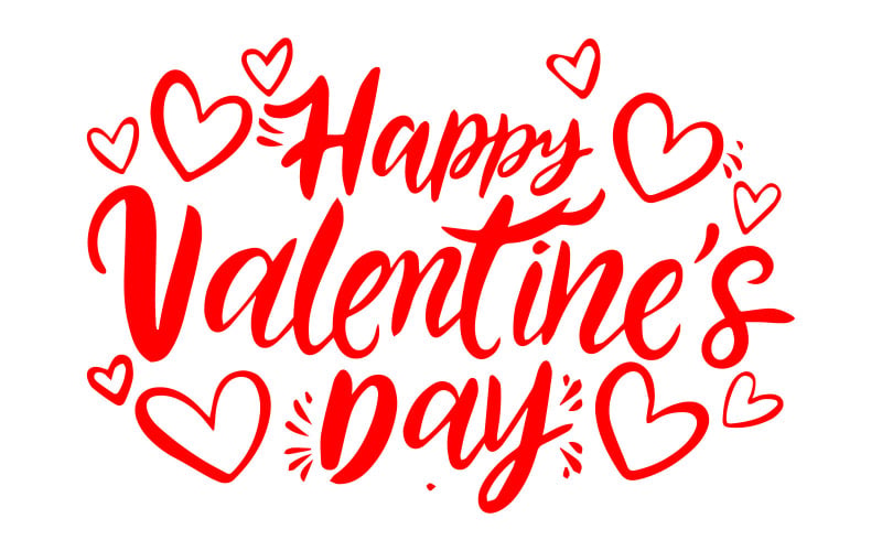 Tipografia disegnata a mano di San Valentino gratuita con cuori. Pennello scritte Buon San Valentino.