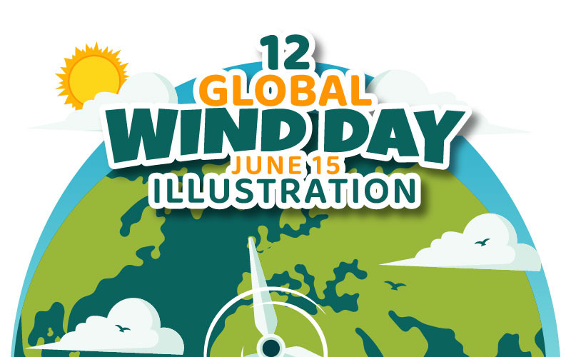 12 Globális szél nap illusztráció