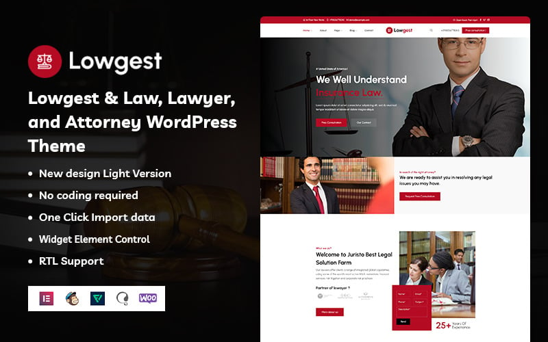 Lowgest – Jogi, ügyvédi és ügyvédi WordPress téma