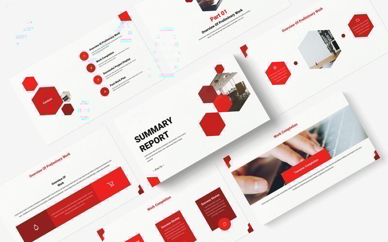 Plantilla de PowerPoint - informe resumido de empresa simple rojo