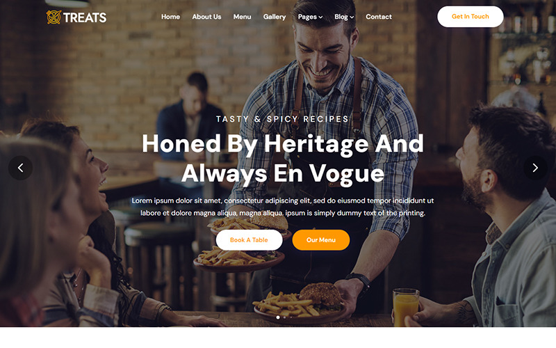 Treats - Eten en restaurant HTML5 responsieve websitesjabloon