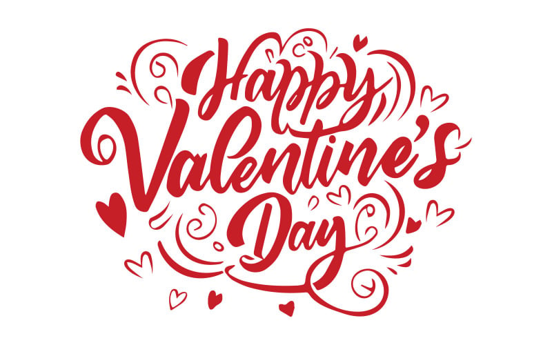 Sevgililer Günü elle çizilmiş tipografi unsurları ile Ücretsiz alıntı Mutlu Sevgililer Günü.