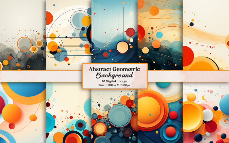 Abstracte achtergrond met geometrische vormen, kleurrijk cirkelgradiënt geometrisch patroon.