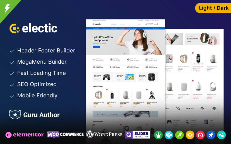 Electic – obchod s elektronikou a počítači a technologiemi Elementor WooCommerce Theme