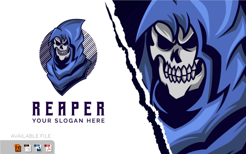 Grim Reaper Logo ontwerp vector illustratie sjabloon