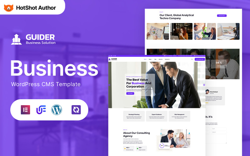 Guider - šablona WordPress Elementor pro poradenství, podnikání a služby
