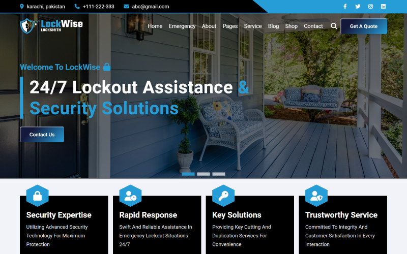 LockWise — szablon witryny HTML5 dla ślusarzy i systemów bezpieczeństwa