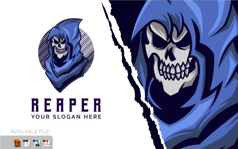 Plantilla de ilustración vectorial de diseño de logotipo Grim Reaper