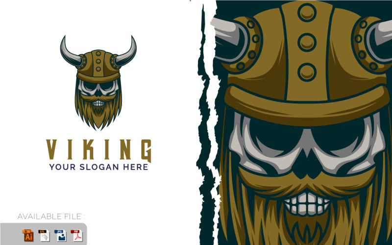 Viking skalle gammal man maskot logotyp design vektor mall Illustration