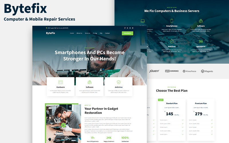 Bytefix – цільова сторінка HTML5 з ремонту комп’ютерів і мобільних пристроїв