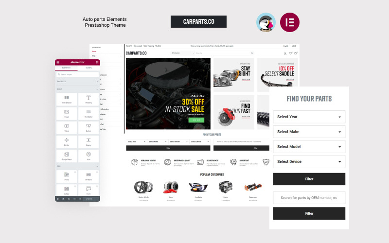 Carpartsco - Elements Auto Part Prestashop 主题