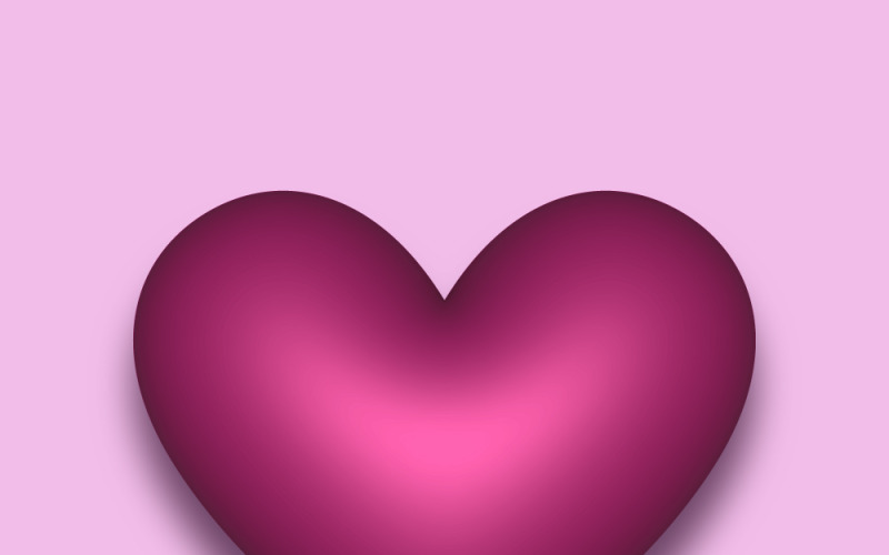 Coeur 3D de vecteur rouge avec une ombre