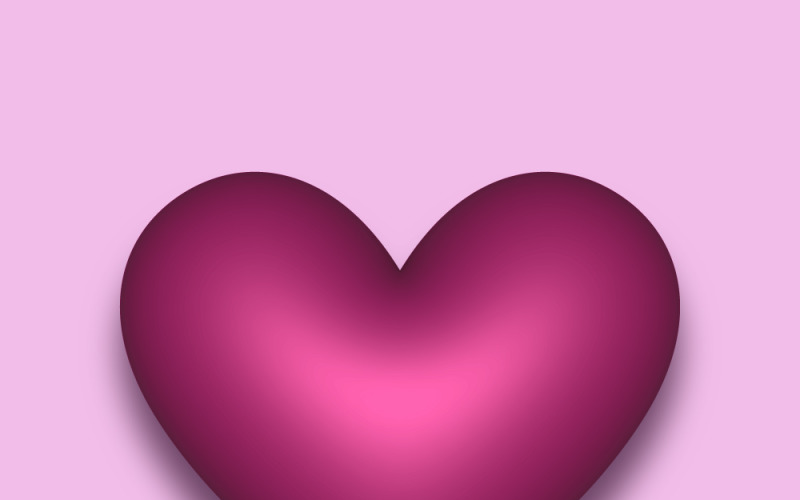 Czerwone serce 3D wektor z cieniem