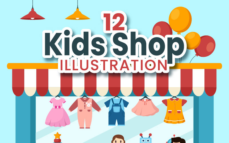 12 dětský obchod ilustrace
