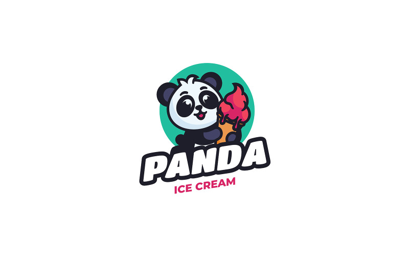 Logo de dessin animé de mascotte de crème glacée Panda