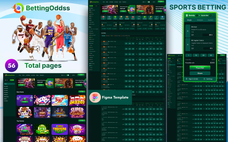 BettingOddss – Sportfogadás és kaszinó Figma sablon