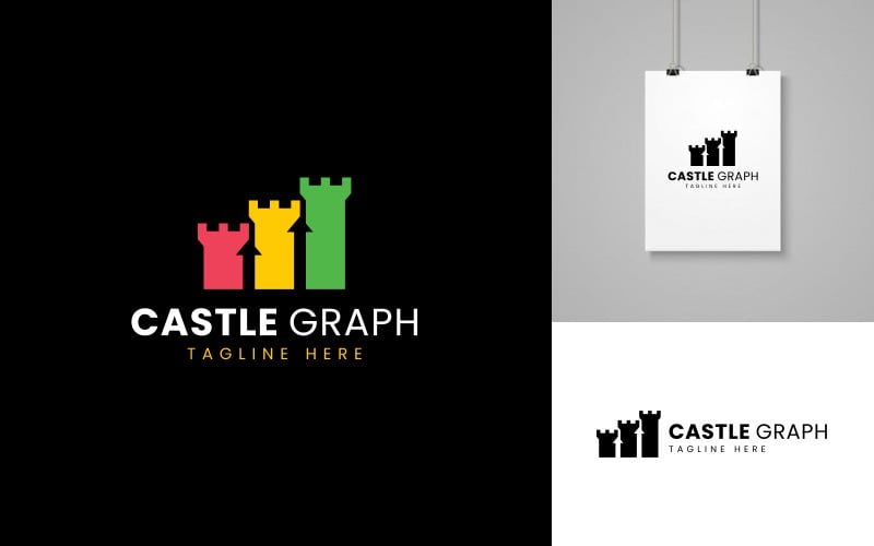 Castle Graph creatieve en unieke log-ontwerpsjabloon