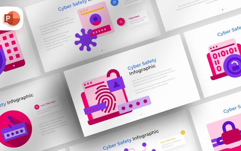 Cyberveiligheid PowerPoint Infographic-sjabloon
