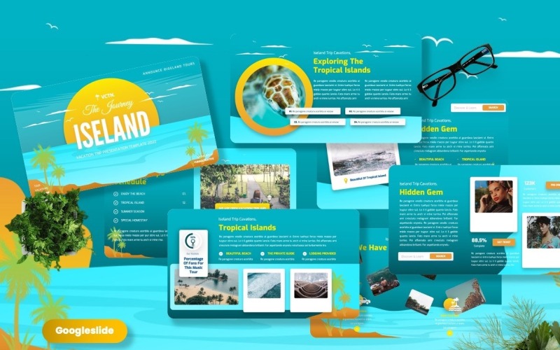Ilha - Modelo Googleslide de férias