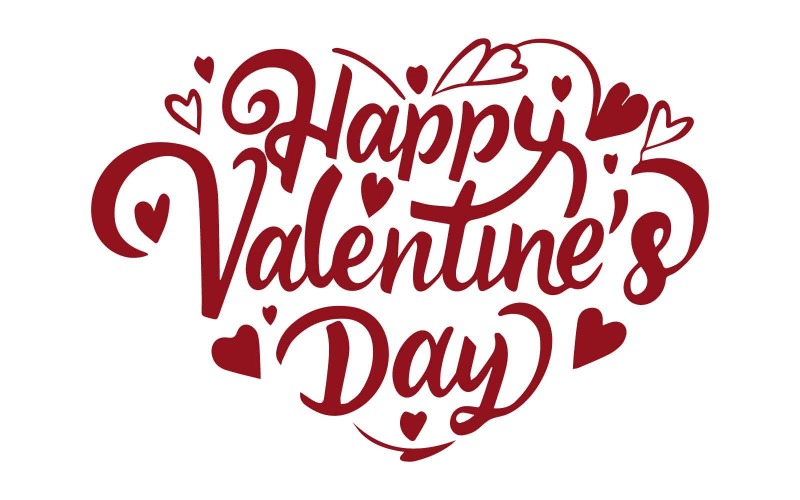 Nápis valentine pozadí Šťastný Valentýn ve tvaru srdce Typografie zdarma design