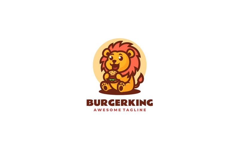 Logo de dessin animé de mascotte Burger King