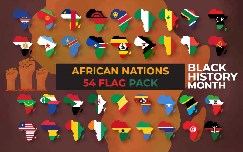 Mapy s vlajkami afrických národů