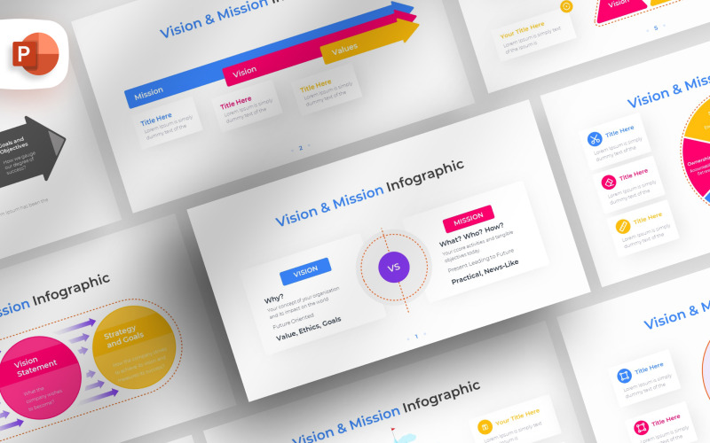 Modèle d'infographie de mission de vision