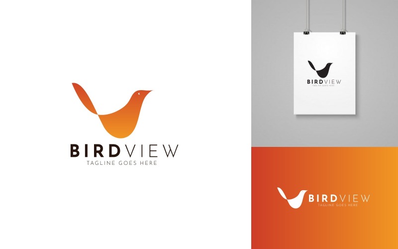 Modèle de conception de logo d'oiseau abstrait