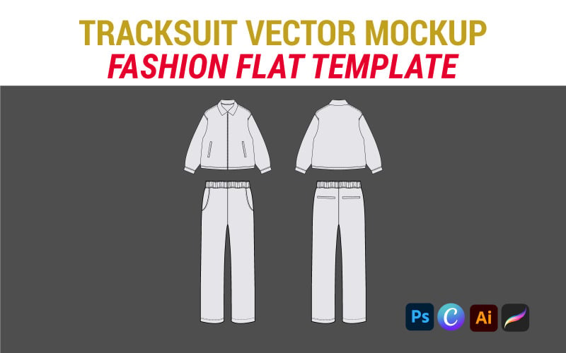 Tracksuit Fashion Flat Vector Mockup Template