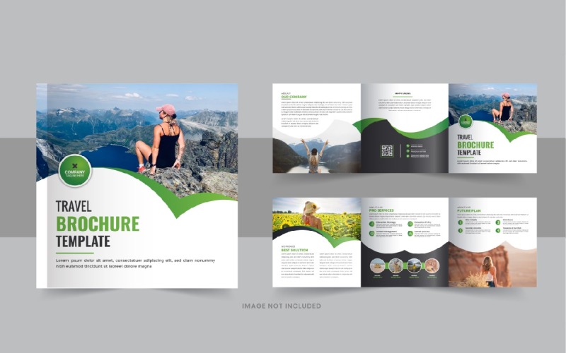 Brochure a tre ante quadrata da viaggio o brochure a tre ante quadrata