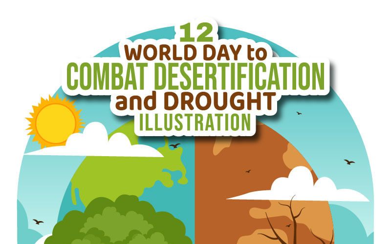 12 Tage zur Bekämpfung von Wüstenbildung und Dürre. Illustration