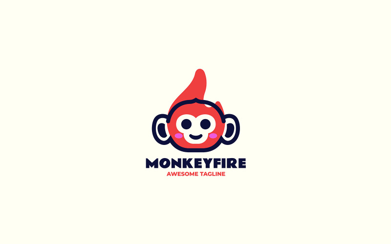 Logo del fumetto della mascotte del fuoco della scimmia